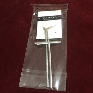 ➕LONG CROSS GOTH AF DANGLE SILVER FASHION EARRINGS